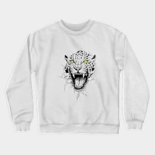 Jaguar Wild Animal Nature Illustration Art Tattoo Crewneck Sweatshirt